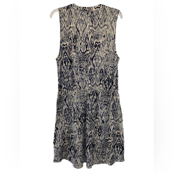 LUCKY Brand Ikat Aztec Print Blue Cream Sleeveless Summer Dress - Picture 6 of 13